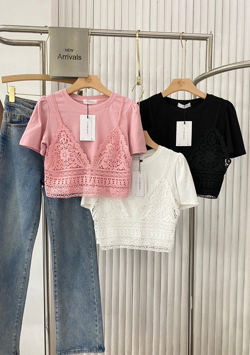 MATINEE Attached Lace Crop T-Shirts